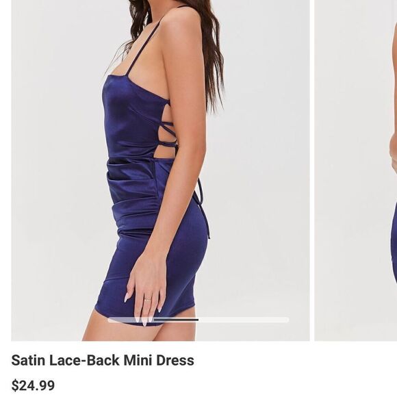 Satin Lace-Back Mini Dress in orange size M - Picture 7 of 7